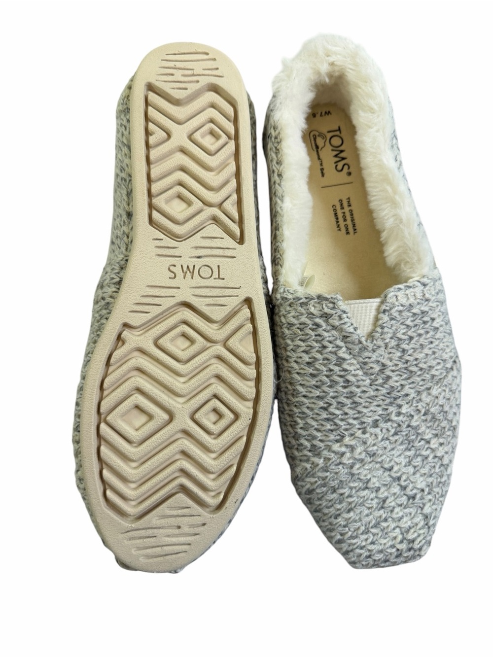 TOMS Women's Knit Slip-On Flats in Heathered Gray - Picture 4 of 6